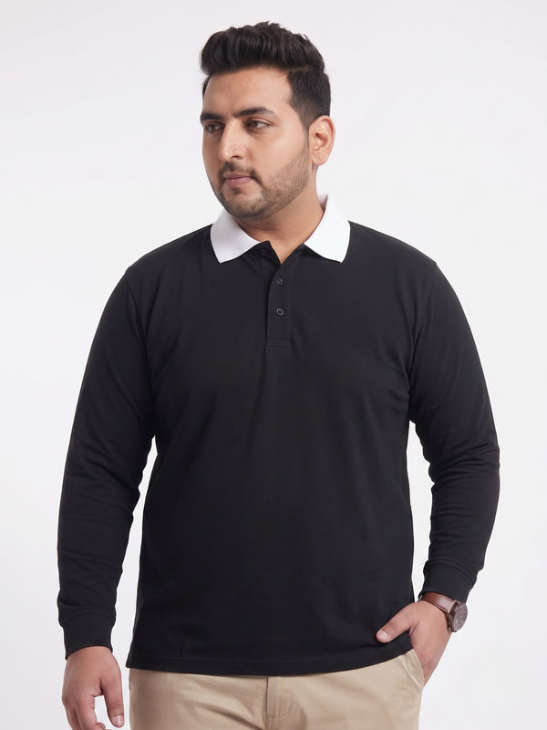 Full Sleeve Polo Sweatshirt in Black