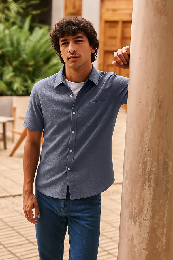 Candy Check Textured Relaxed Fit Shirt