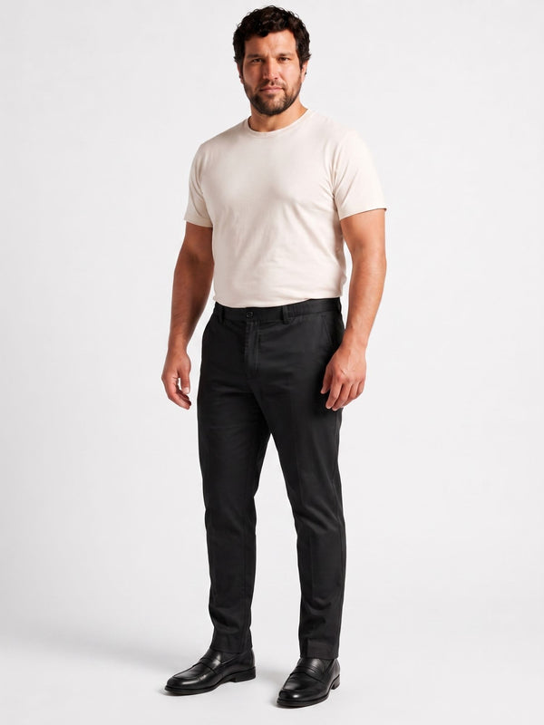 Satin Cotton Chinos in Black