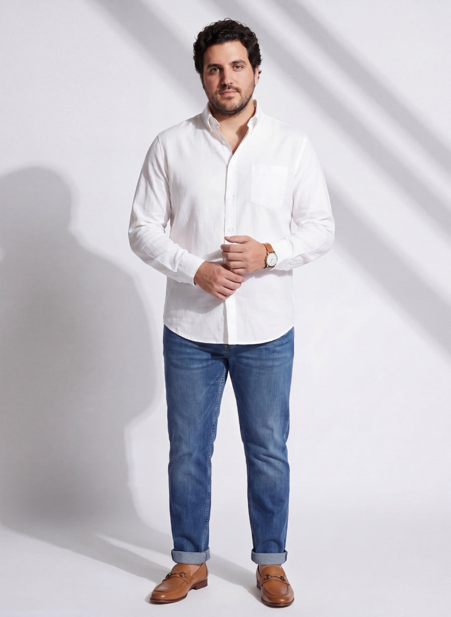 Oxford Cotton Solid Plus Size Shirt