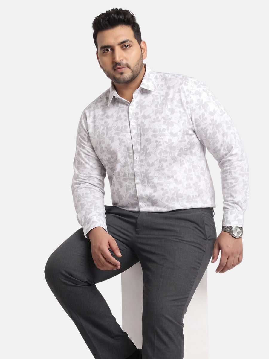 Satin Flower Print Plus Size Shirt