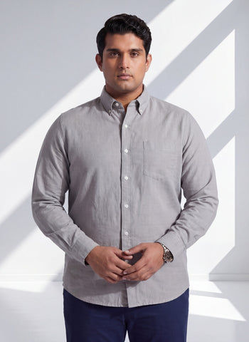Oxford Cotton Solid Plus Size Shirt