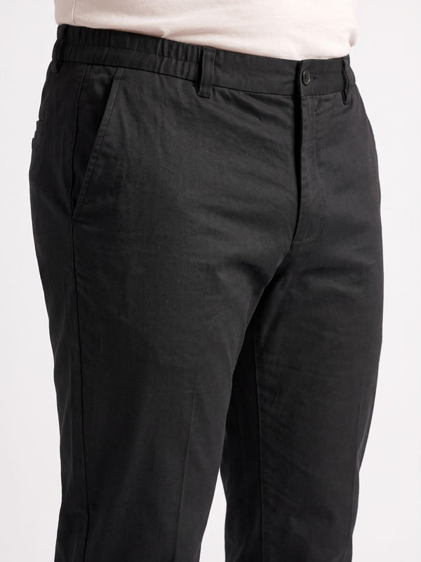 Satin Cotton Chinos in Black