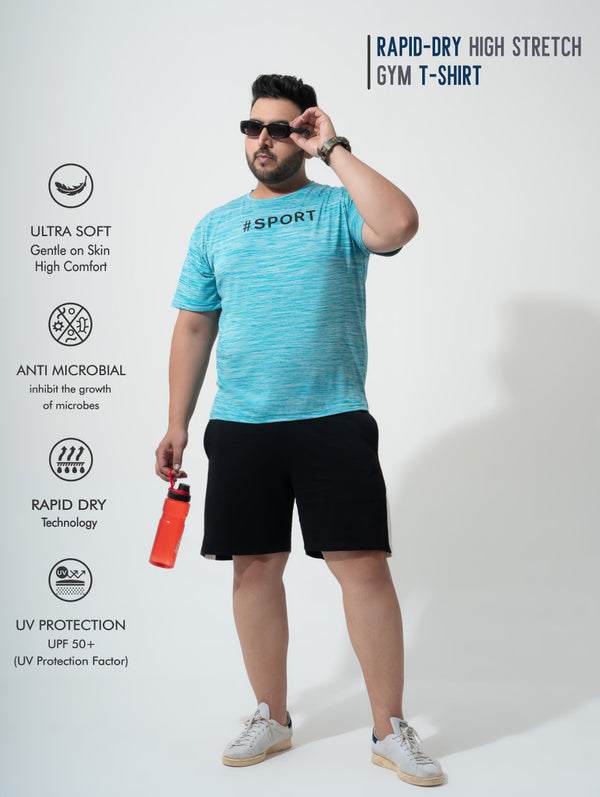 Rapid-Dry High Stretch Gym T-shirt in Deep Sea Blue