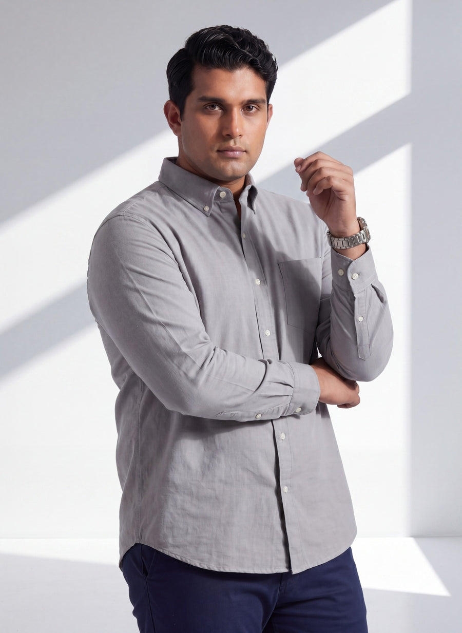Oxford Cotton Solid Plus Size Shirt