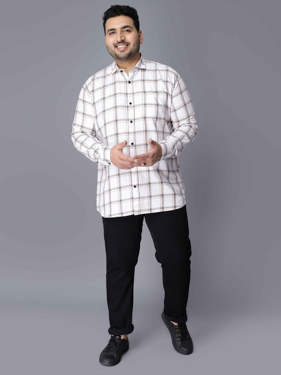 White Checkered Plus Size Shirt