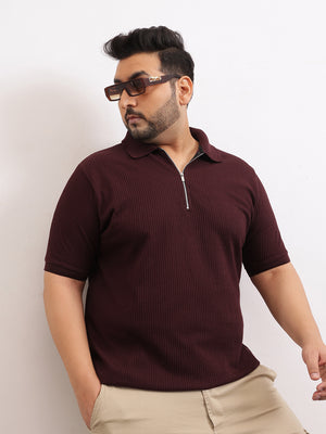 Interlock Zipper Knitted Polo T-shirt