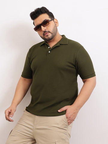 Wave Knit Textured  Plus Size Polo
