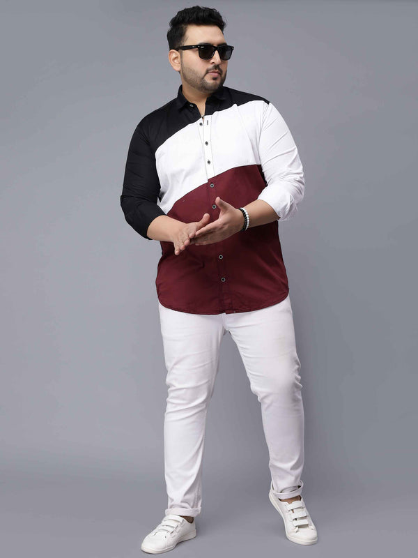 Black White Maroon Three Color Shirt in -