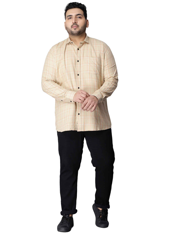 Beige Orange Checkered Shirt in -