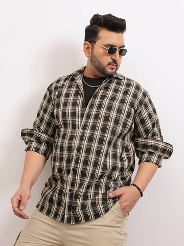 Brown Plus Size Check Shirt