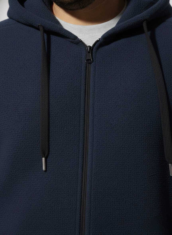 Polar Fleece Heavy Weight Zipper hoodie in Navy Blue