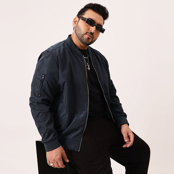 Classic Bomber Jacket in Navy Blue