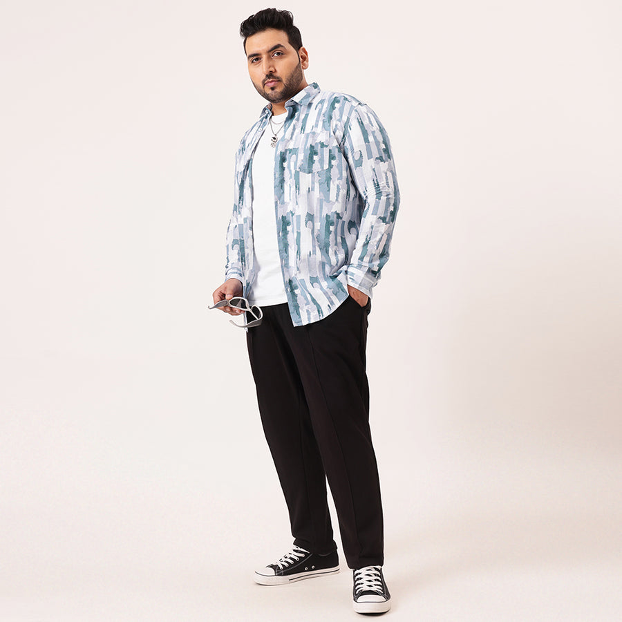 Blue Block Color Cotton Lee Shirt