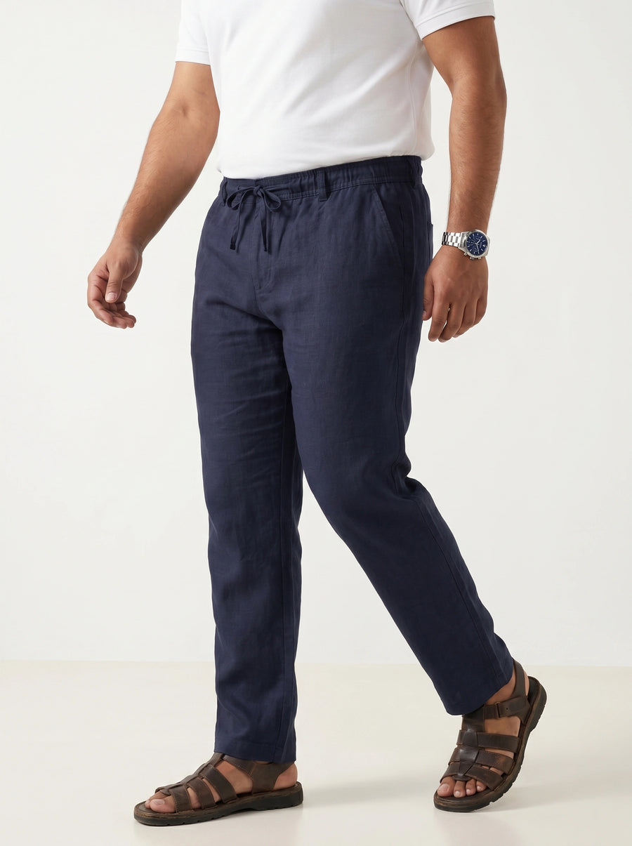 Men Plus Size Pull On Drawstring Trousers