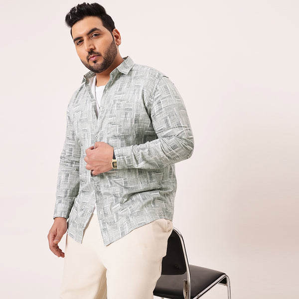 White Green Printed Shirt in -