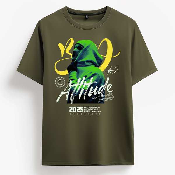 Bad Attitude Streetwear T-Shirt in Olive Green