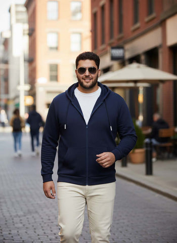 Solid Zipper Hoodie Plus Size