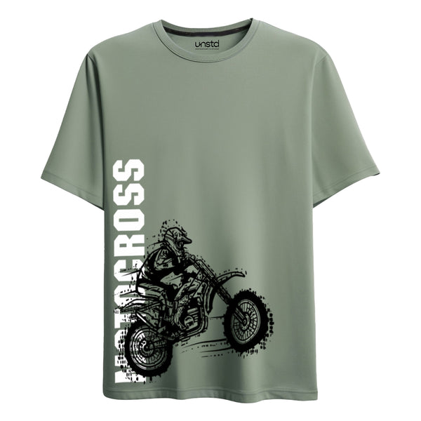 Moto Cross T-Shirt in Sage Green