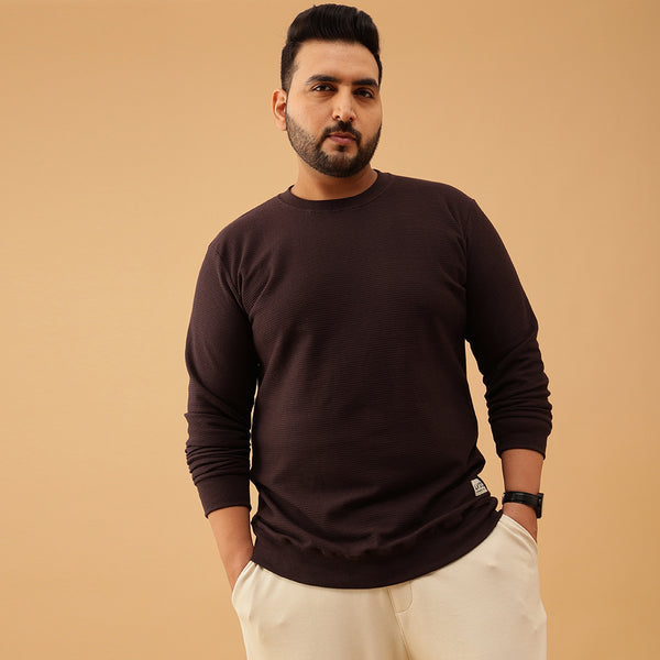 Premium Knitted Textured Sweatshirt in Burgundy