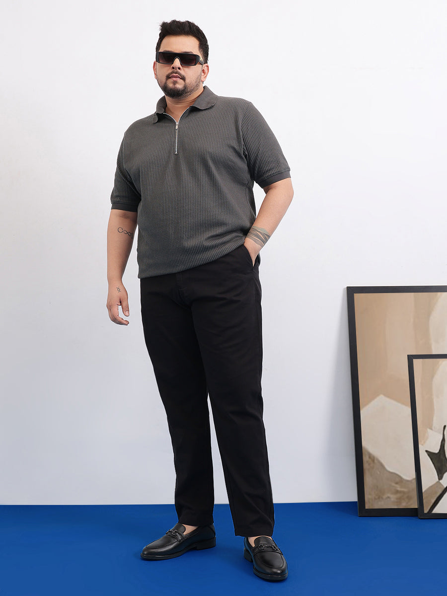 Interlock Zipper Knitted Polo T-shirt