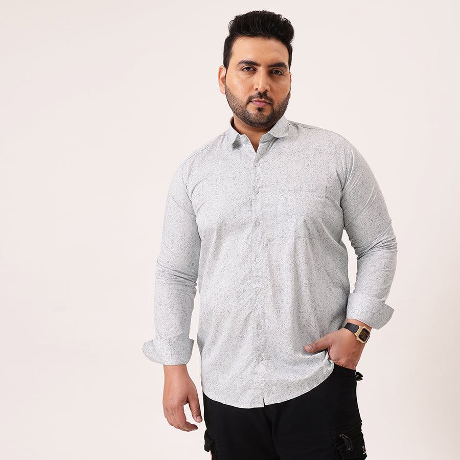Light Grey Printed Plus Size Shirt