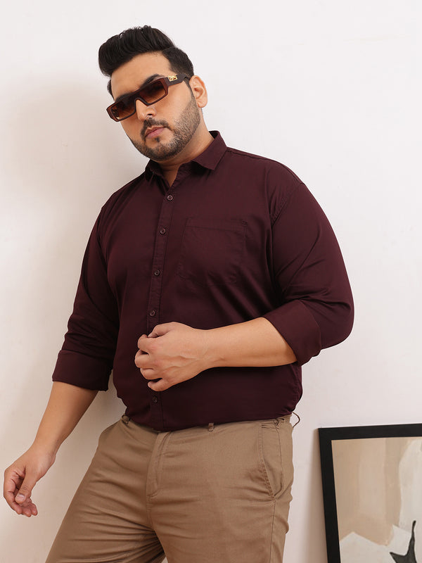Solid Cotton Shirt in Wine