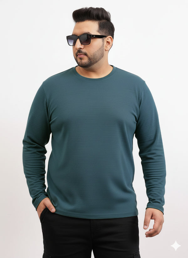 Moon crush textured full sleeve plus size tee