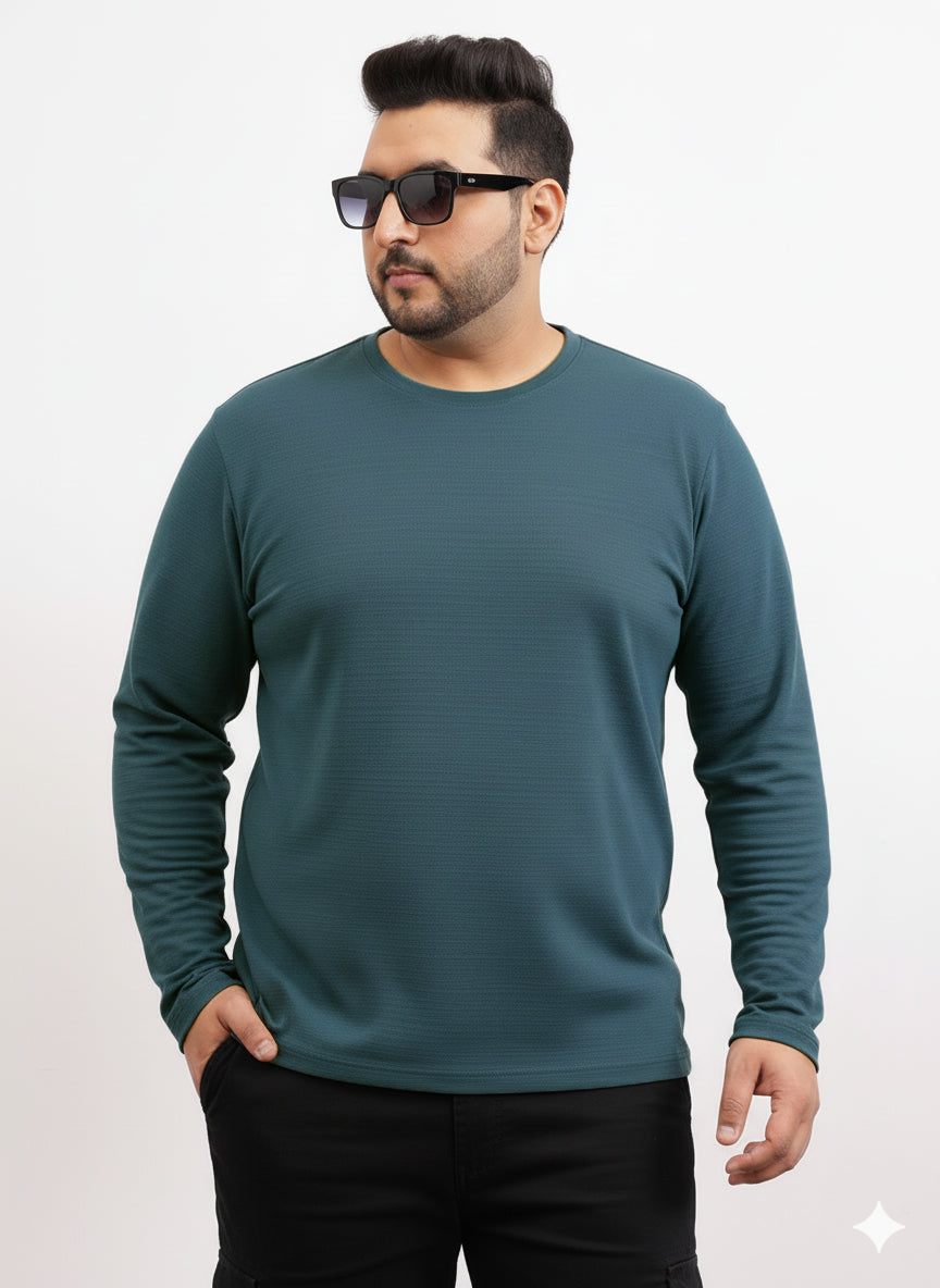 Moon Crush Textured Full Sleeve Plus Size Tee