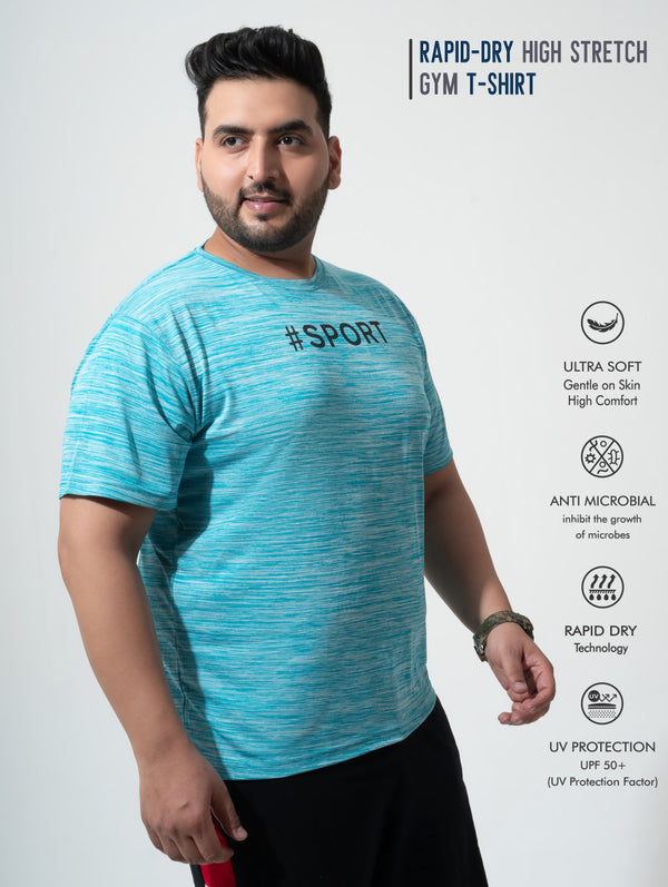 Rapid-Dry High Stretch Gym T-shirt in Deep Sea Blue