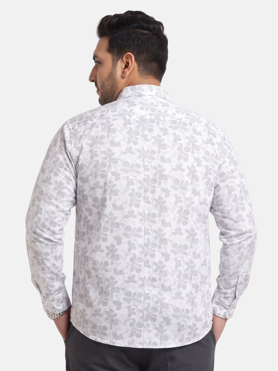 Satin Flower Print Plus Size Shirt