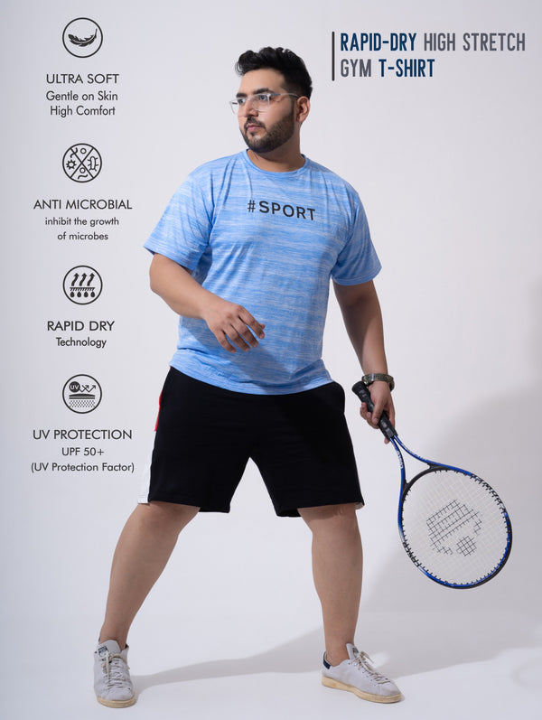 Rapid-Dry High Stretch Gym T-shirt in French Blue