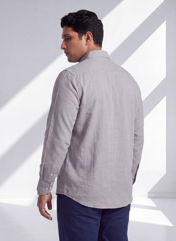 Oxford Cotton Solid Shirt in Grey