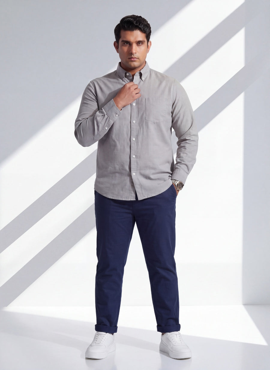 Oxford Cotton Solid Plus Size Shirt