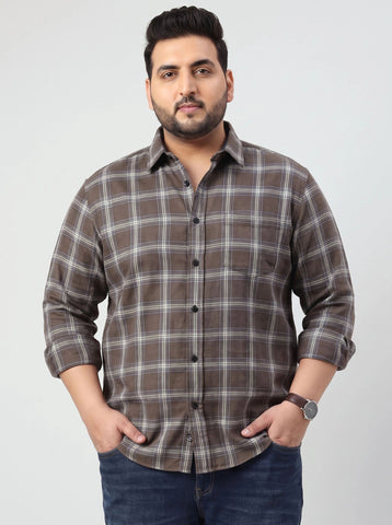Plus Size Checked Full Sleeve Cotton Shirt
