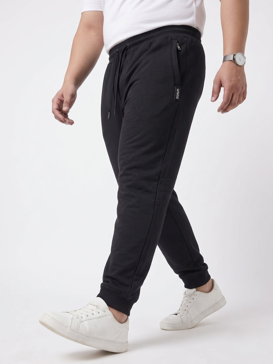 Plus Size French Terry Mid-Rise Joggers with Zip Pocket