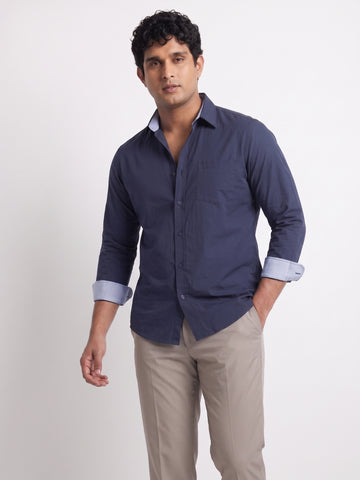 Contrast Collar Plus Size Men Shirt