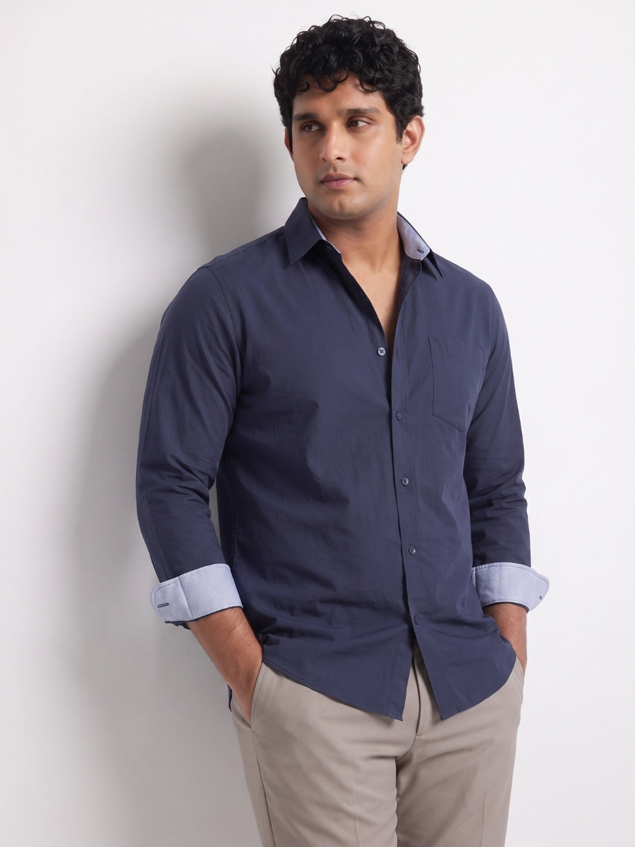 Contrast Collar Plus Size Men Shirt