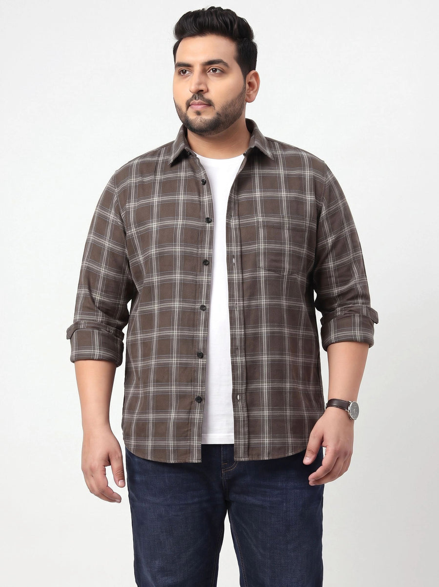 Plus Size Checked Full Sleeve Cotton Shirt