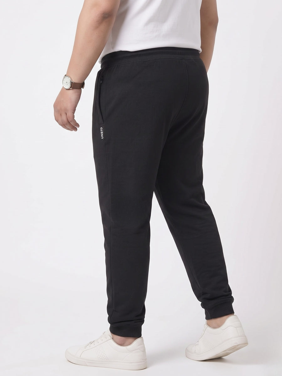 Plus Size French Terry Mid-Rise Joggers with Zip Pocket