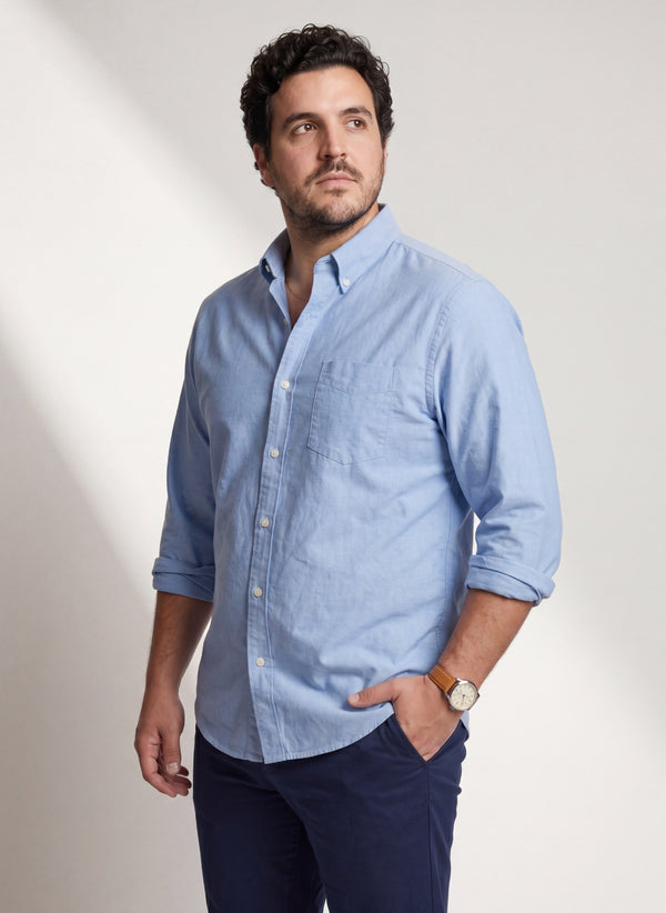 Oxford Cotton Solid Shirt in Light Blue