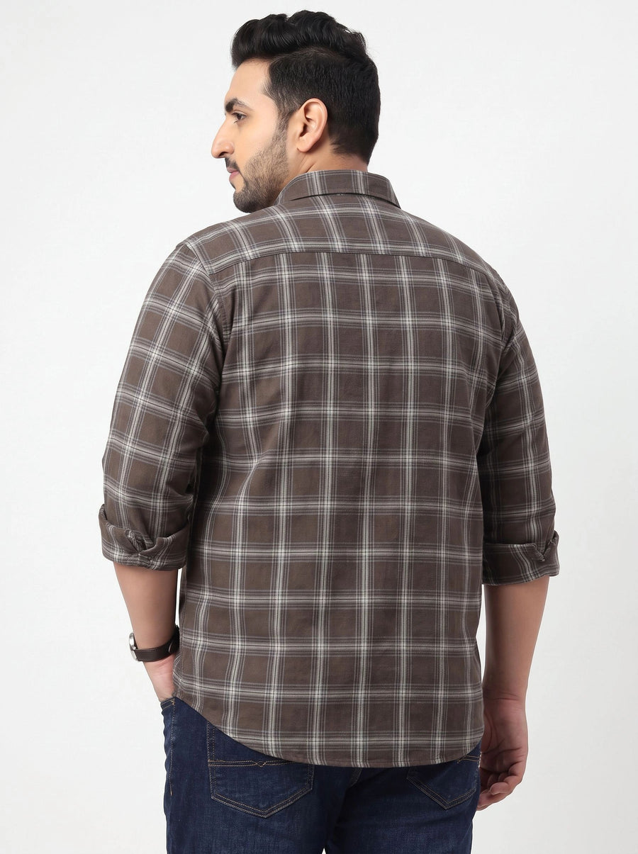 Plus Size Checked Full Sleeve Cotton Shirt
