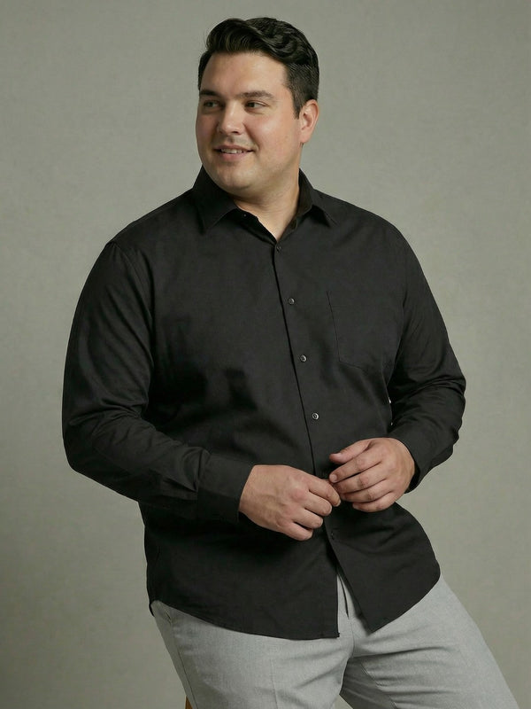 Premium Poplin Solid Shirt in Black