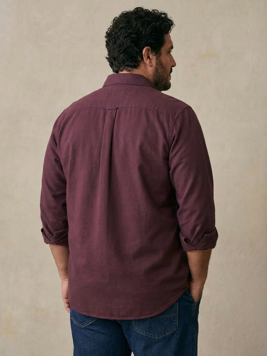 Double Pocket Poplin Solid Plus Size Shirt