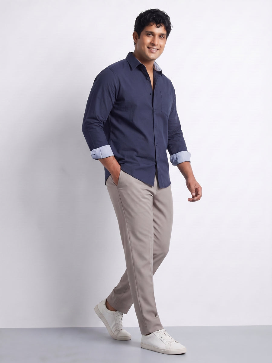 Contrast Collar Plus Size Men Shirt