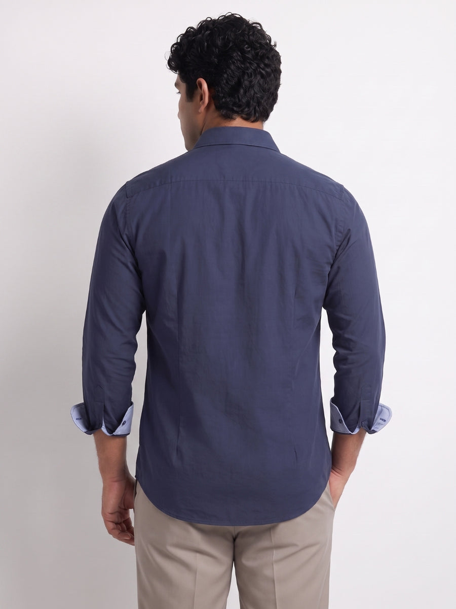 Contrast Collar Plus Size Men Shirt