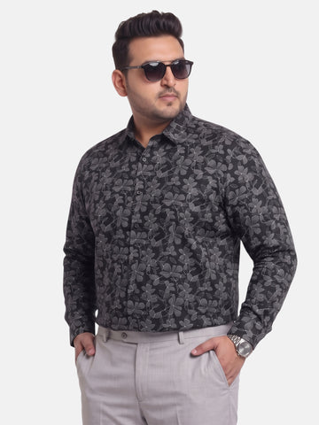Satin Flower Print Plus Size Shirt