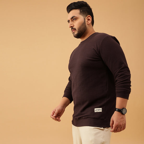Premium Knitted Textured Sweatshirt in Burgundy