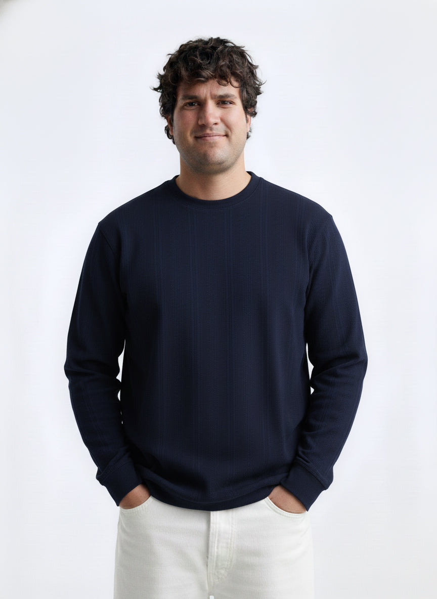 Textured Jacquard Full Sleeve Plus size T-shirt