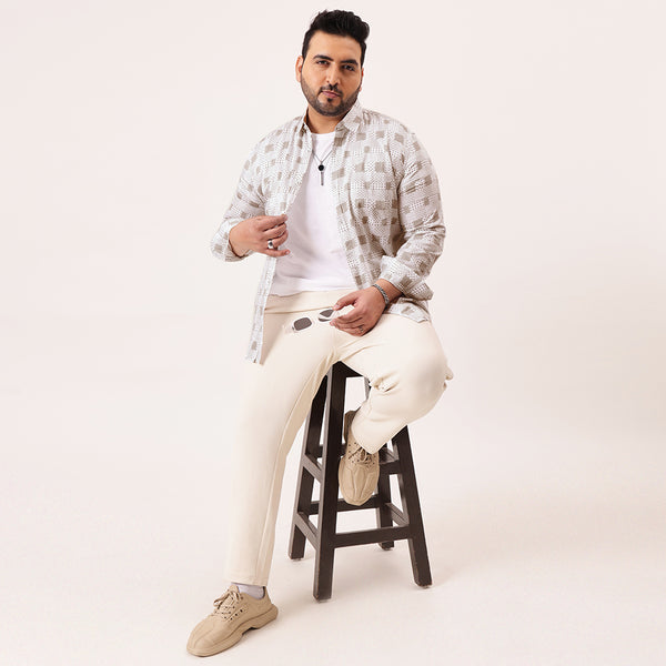 White Grey Printed Shirt in -